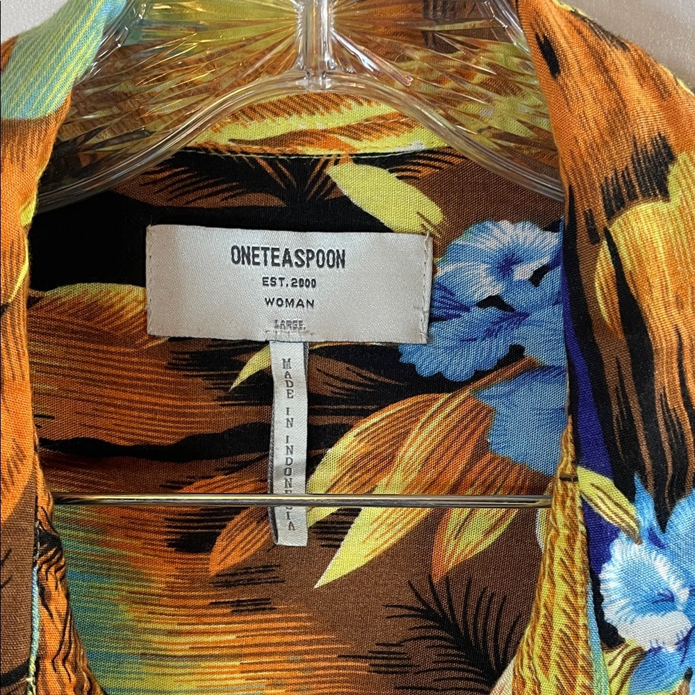 One Teaspoon Tropical Sunset Button Down Shirt - Yellow and Blue - Picture 2 of 8